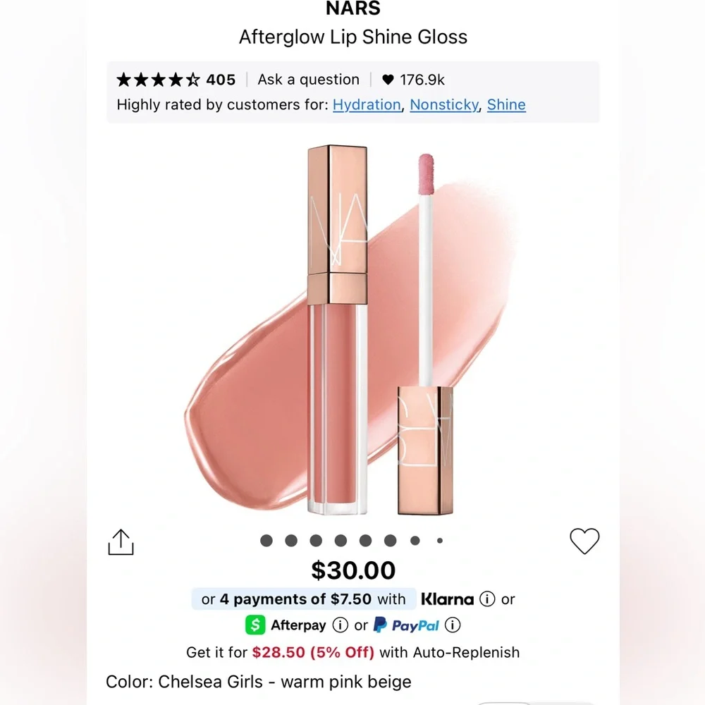 NARS Afterglow Lip Shine Gloss in Shade Chelsea Girls